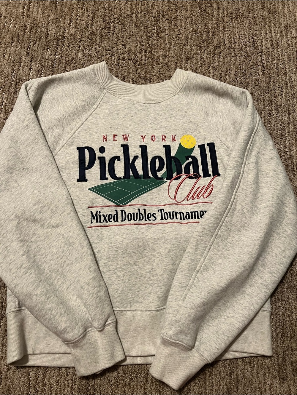 Abercrombie & Fitch Light Gray New York Pickleball Club Sweatshirt